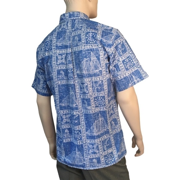 REYN Spooner Authentic Vintage Hawaiian Shirt Top Tiki Nautical Theme NWOT - Picture 3 of 10